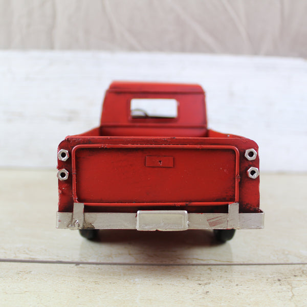 RED TRUCK 10" PICKUP TRUCK METAL ART FIGURINE VINTAGE WESTERN HOME DECOR HANDMADE  #EH12858