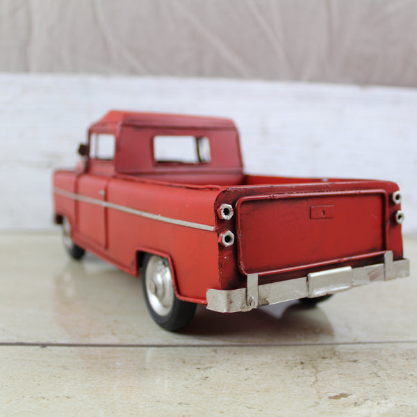 RED TRUCK 10" PICKUP TRUCK METAL ART FIGURINE VINTAGE WESTERN HOME DECOR HANDMADE  #EH12858