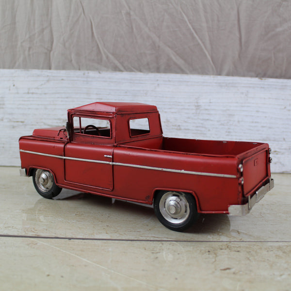 RED TRUCK 10" PICKUP TRUCK METAL ART FIGURINE VINTAGE WESTERN HOME DECOR HANDMADE  #EH12858