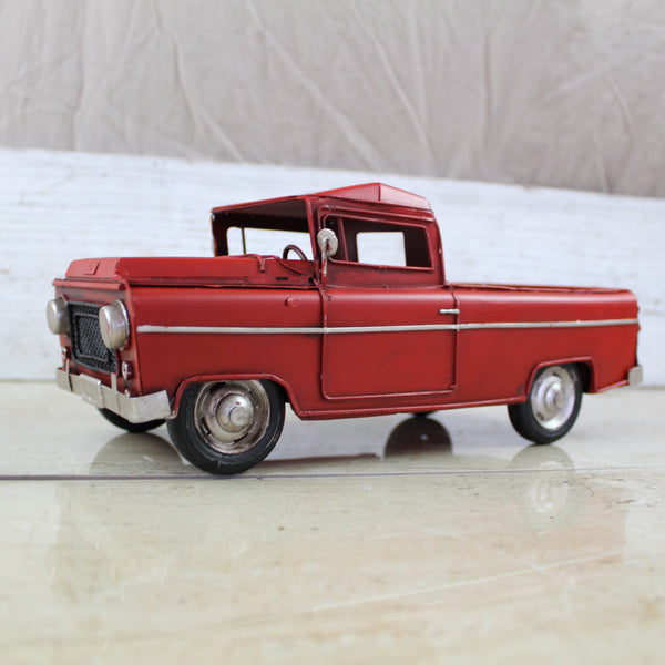 RED TRUCK 10" PICKUP TRUCK METAL ART FIGURINE VINTAGE WESTERN HOME DECOR HANDMADE  #EH12858