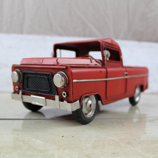 RED TRUCK 10" PICKUP TRUCK METAL ART FIGURINE VINTAGE WESTERN HOME DECOR HANDMADE  #EH12858
