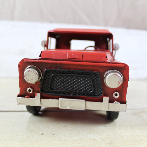 RED TRUCK 10" PICKUP TRUCK METAL ART FIGURINE VINTAGE WESTERN HOME DECOR HANDMADE  #EH12858