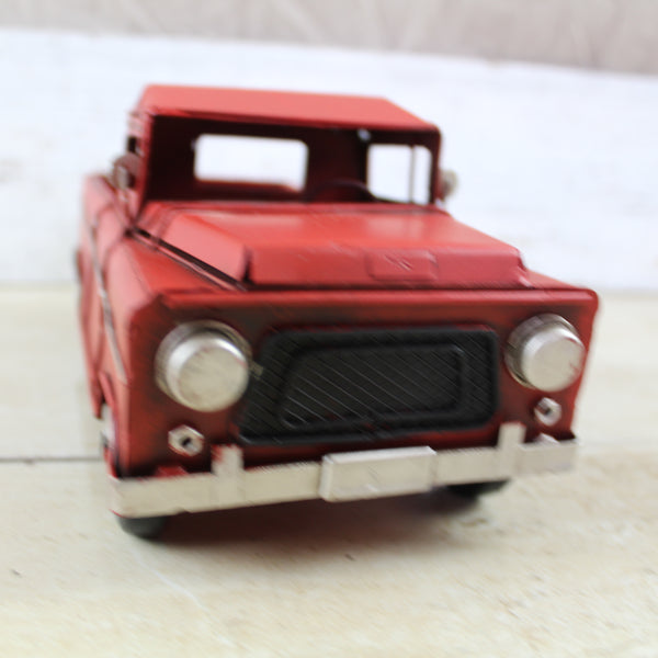 RED TRUCK 10" PICKUP TRUCK METAL ART FIGURINE VINTAGE WESTERN HOME DECOR HANDMADE  #EH12858