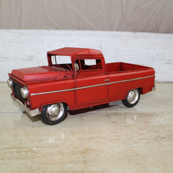 RED TRUCK 10" PICKUP TRUCK METAL ART FIGURINE VINTAGE WESTERN HOME DECOR HANDMADE  #EH12858