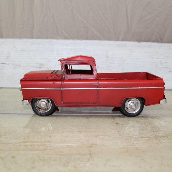 RED TRUCK 10" PICKUP TRUCK METAL ART FIGURINE VINTAGE WESTERN HOME DECOR HANDMADE  #EH12858