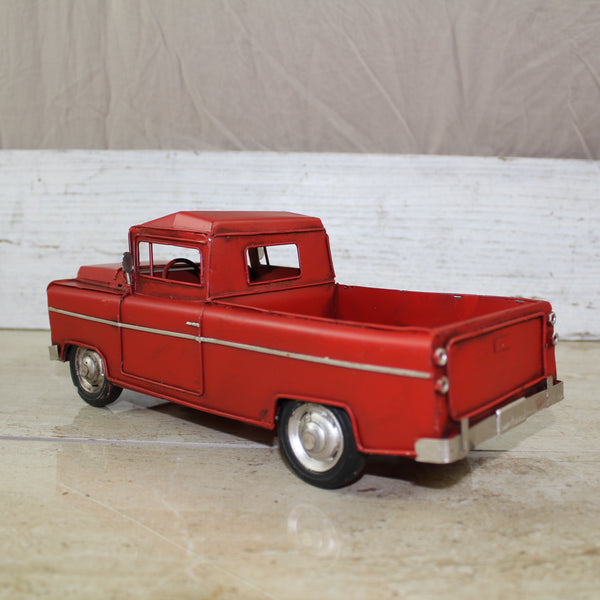 RED TRUCK 10" PICKUP TRUCK METAL ART FIGURINE VINTAGE WESTERN HOME DECOR HANDMADE  #EH12858