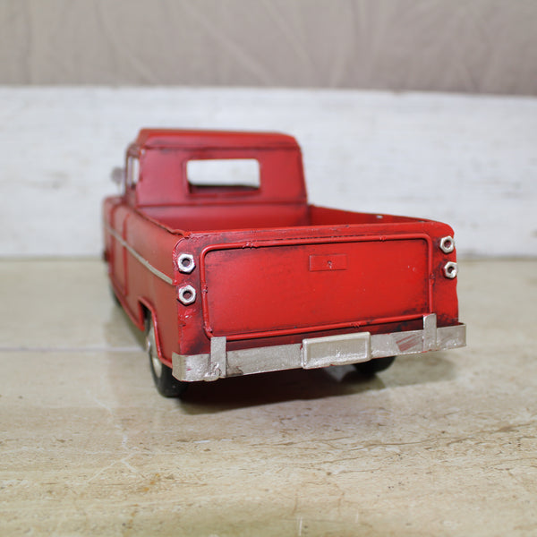 RED TRUCK 10" PICKUP TRUCK METAL ART FIGURINE VINTAGE WESTERN HOME DECOR HANDMADE  #EH12858