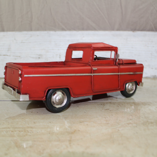 RED TRUCK 10" PICKUP TRUCK METAL ART FIGURINE VINTAGE WESTERN HOME DECOR HANDMADE  #EH12858