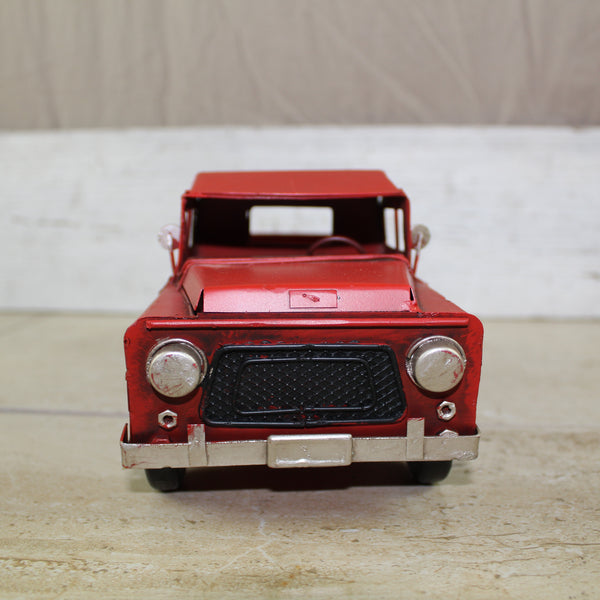RED TRUCK 10" PICKUP TRUCK METAL ART FIGURINE VINTAGE WESTERN HOME DECOR HANDMADE  #EH12858