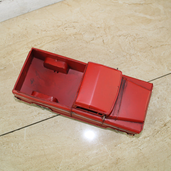 RED TRUCK 10" PICKUP TRUCK METAL ART FIGURINE VINTAGE WESTERN HOME DECOR HANDMADE  #EH12858