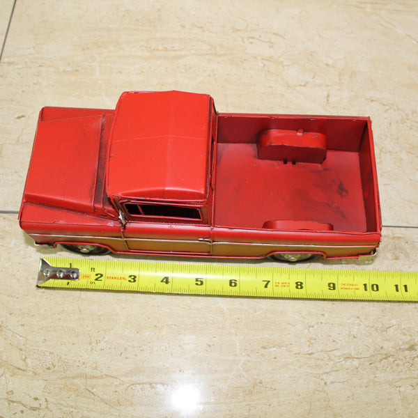 RED TRUCK 10" PICKUP TRUCK METAL ART FIGURINE VINTAGE WESTERN HOME DECOR HANDMADE  #EH12858