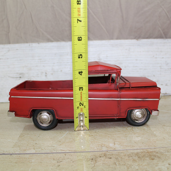 RED TRUCK 10" PICKUP TRUCK METAL ART FIGURINE VINTAGE WESTERN HOME DECOR HANDMADE  #EH12858