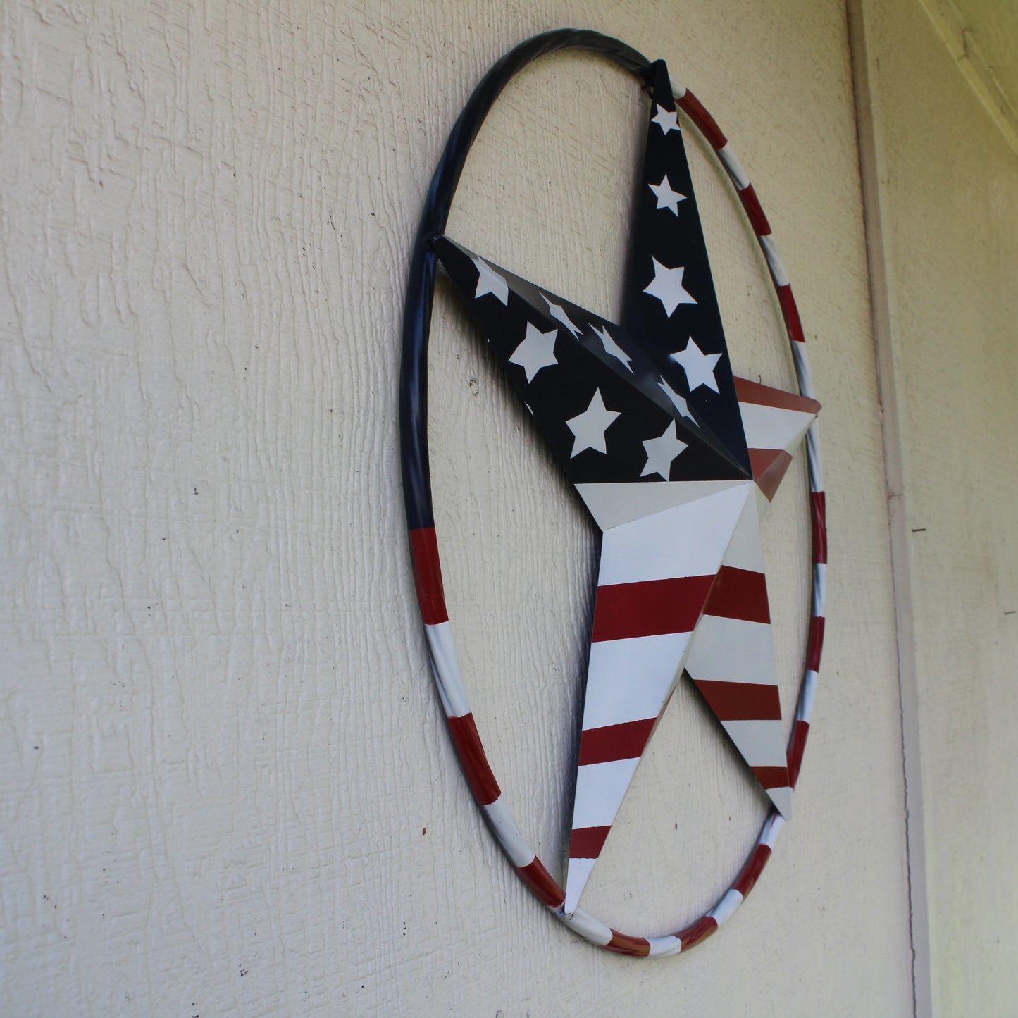 USA FLAG STAR AMERICAN FLAG METAL3D TWIST ROPE RING RED WHT BLUE WESTERN HOME DECOR HANDMADE 12",24",36",48" #EH11925