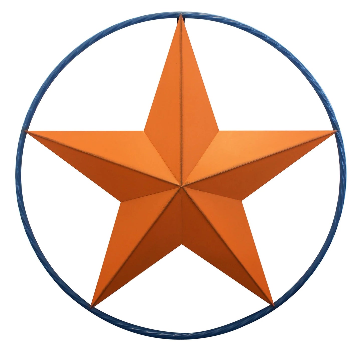 #EH10710 ORANGE STAR NAVY BLUE RING BARN STAR METAL LONE STAR TWISTED ROPE RING WESTERN HOME DECOR HANDMADE NEW