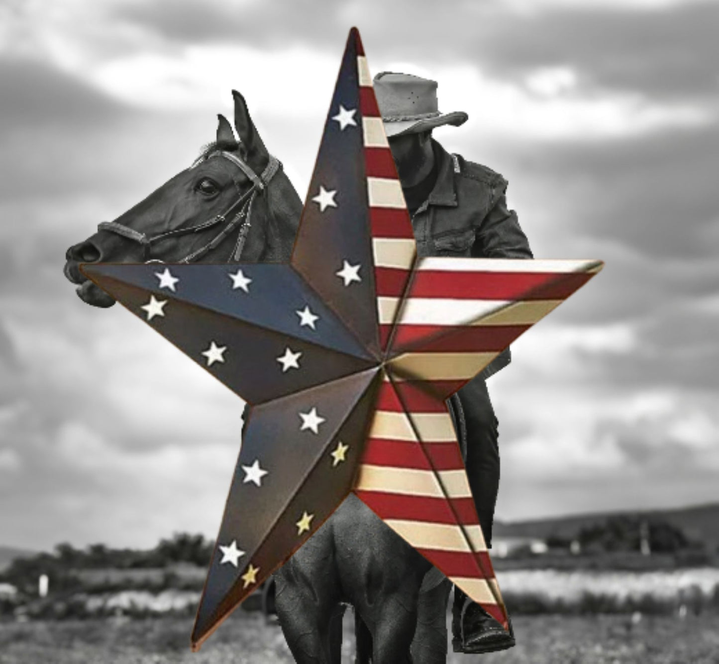 24" USA FLAG STAR RED WHITE & BLUE AMERICANA METAL BARN STAR METAL WALL ART HANDMADE TO ORDER #EH13492