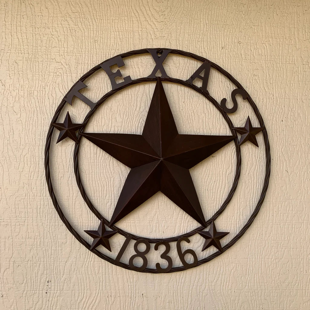 TEXAS 1836 RUSTIC BRONZE BARN STAR METAL WALL WESTERN HOME DECOR HANDMADE #EH10073