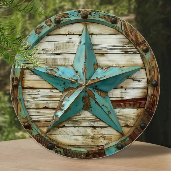 8" TEXAS RUSTIC TURQOISE 2D STAR SIGN FLAT METAL LASERCUT ART WESTERN HOME DECOR HANDMADE NEW #EH12762