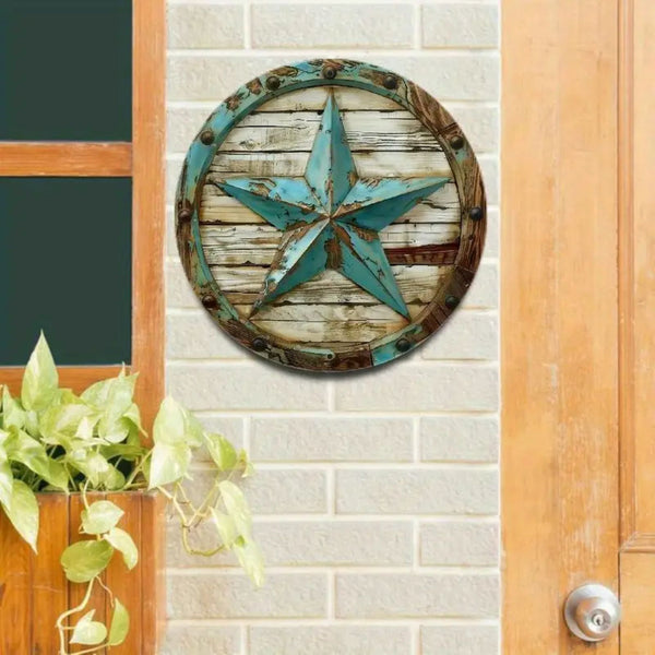 8" TEXAS RUSTIC TURQOISE 2D STAR SIGN FLAT METAL LASERCUT ART WESTERN HOME DECOR HANDMADE NEW #EH12762