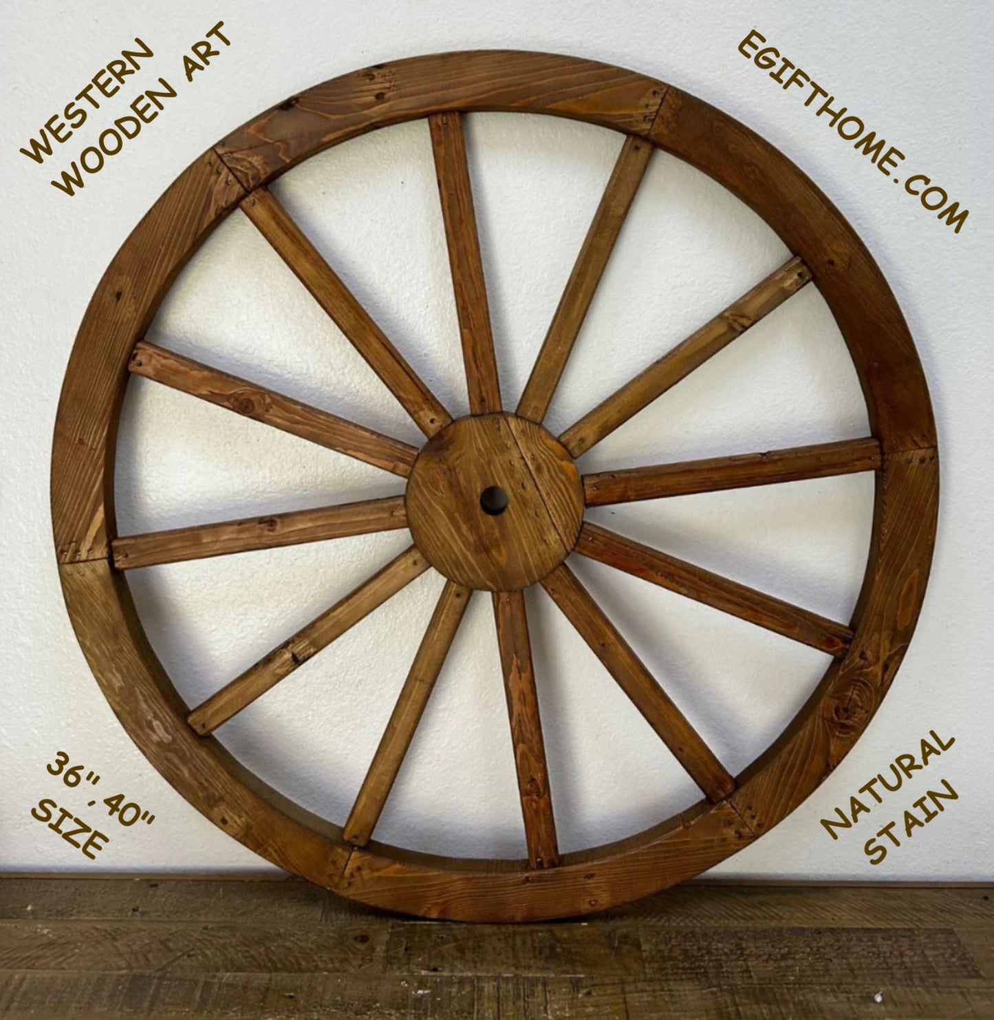 36", 40" WAGON WHEEL NATURAL STAIN BARN WOOD WESTERN HOME DECOR HANDMADE #EH12342