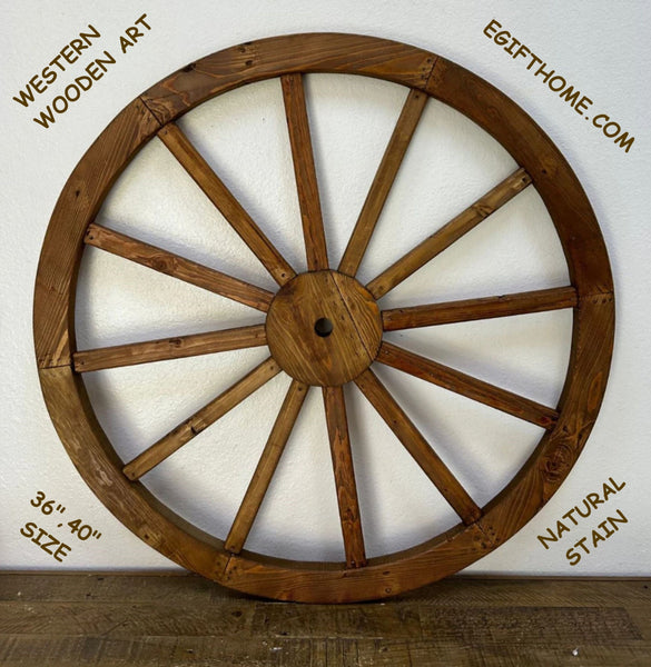 36", 40" WAGON WHEEL NATURAL STAIN BARN WOOD WESTERN HOME DECOR HANDMADE #EH12342