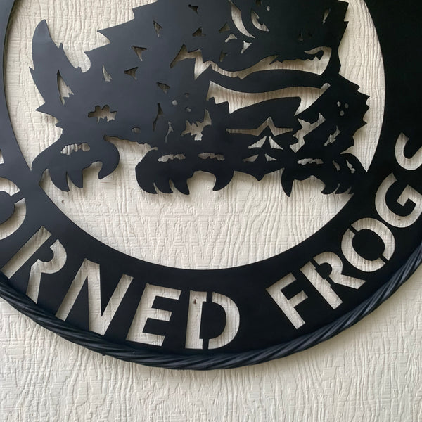 TCU HORNED FROGS CUSTOM BLACK METAL VINTAGE CRAFT SIGN HANDMADE