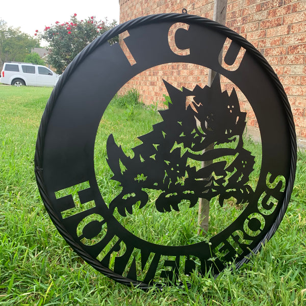 TCU HORNED FROGS CUSTOM BLACK METAL VINTAGE CRAFT SIGN HANDMADE