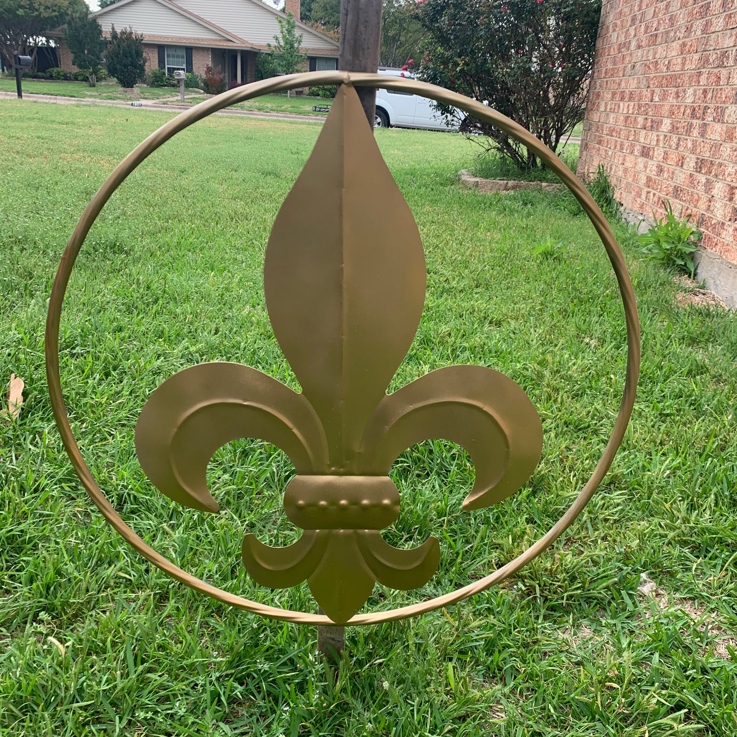 24" GOLD FLEUR DE LIS METAL SIGN WESTERN HOME DECOR HANDMADE NEW ART #EH10149