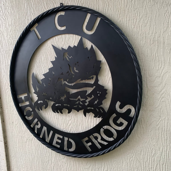 TCU HORNED FROGS CUSTOM BLACK METAL VINTAGE CRAFT SIGN HANDMADE