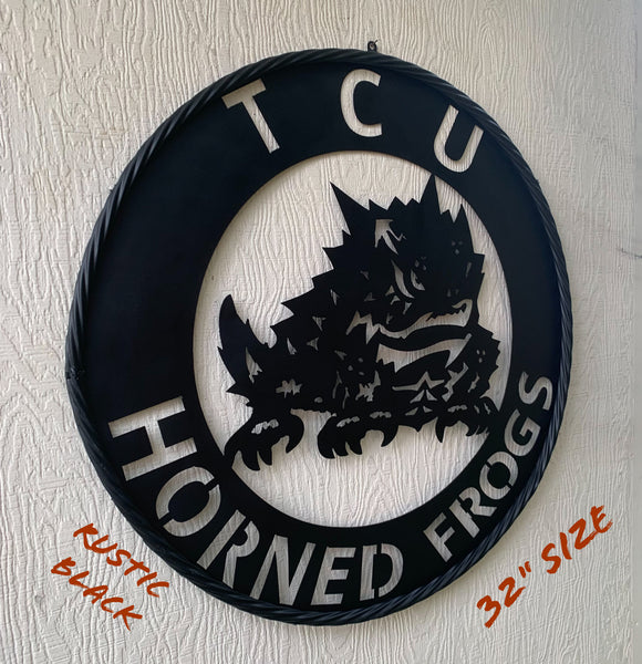 TCU HORNED FROGS CUSTOM BLACK METAL VINTAGE CRAFT SIGN HANDMADE