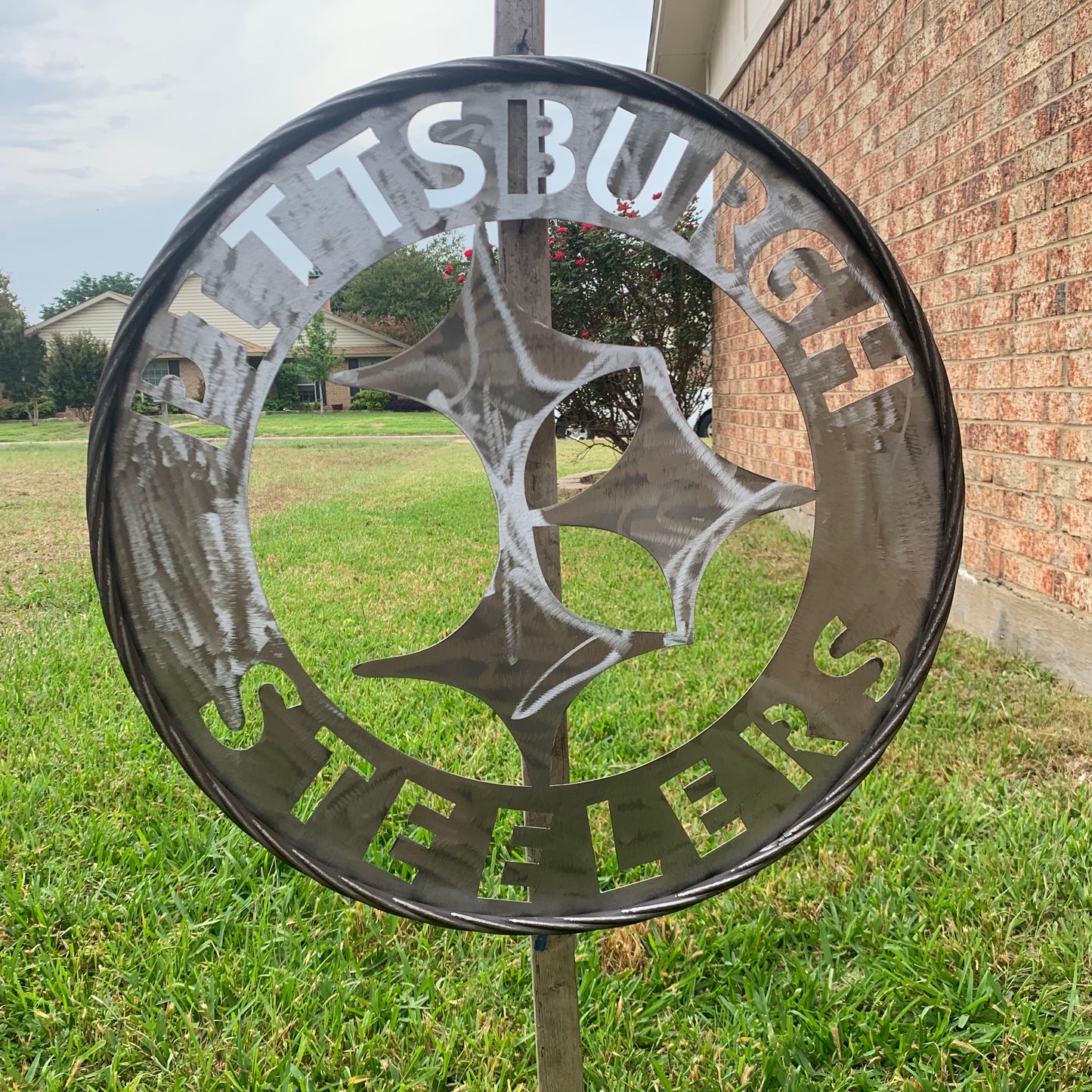 PITTSBURGH STEELERS CUSTOM RAW METAL VINTAGE CRAFT TEAM SIGN HANDMADE