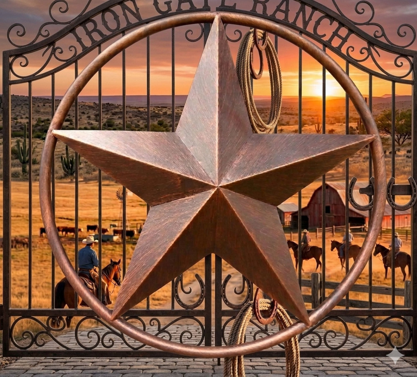 3" TO 38" RUSTIC BRONZE BARN STAR SOLID RING METAL LONE STAR WESTERN HOME DECOR HANDMADE-#EH10026