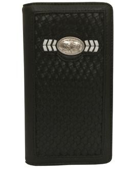 WESTERN PRAYING COWBOY CHECKBOOK BI FOLD MEN'S GENUINE LEATHER BLACK WALLET