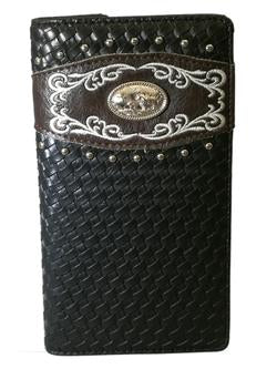 WESTERN PRAYING COWBOY CHECKBOOK BI FOLD MEN'S & WOMEN'S GENUINE LEATHER BLACK WALLET