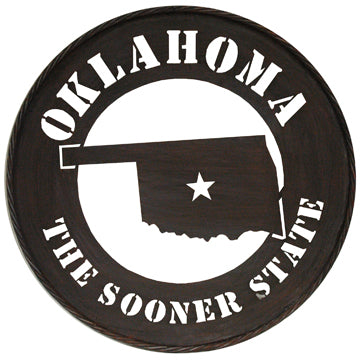 OKLAHOMA THE SOONER STATE RUSTIC GREY WIDE BAND RING CUSTOM METAL VINTAGE CRAFT SIGN HANDMADE #12666