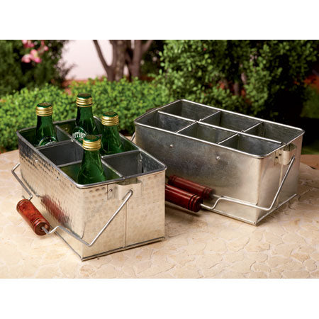 #IH_13241 GALVANIZED WINE BOTTLE CADDY BUCKET WESTERN HOME DECOR NEW