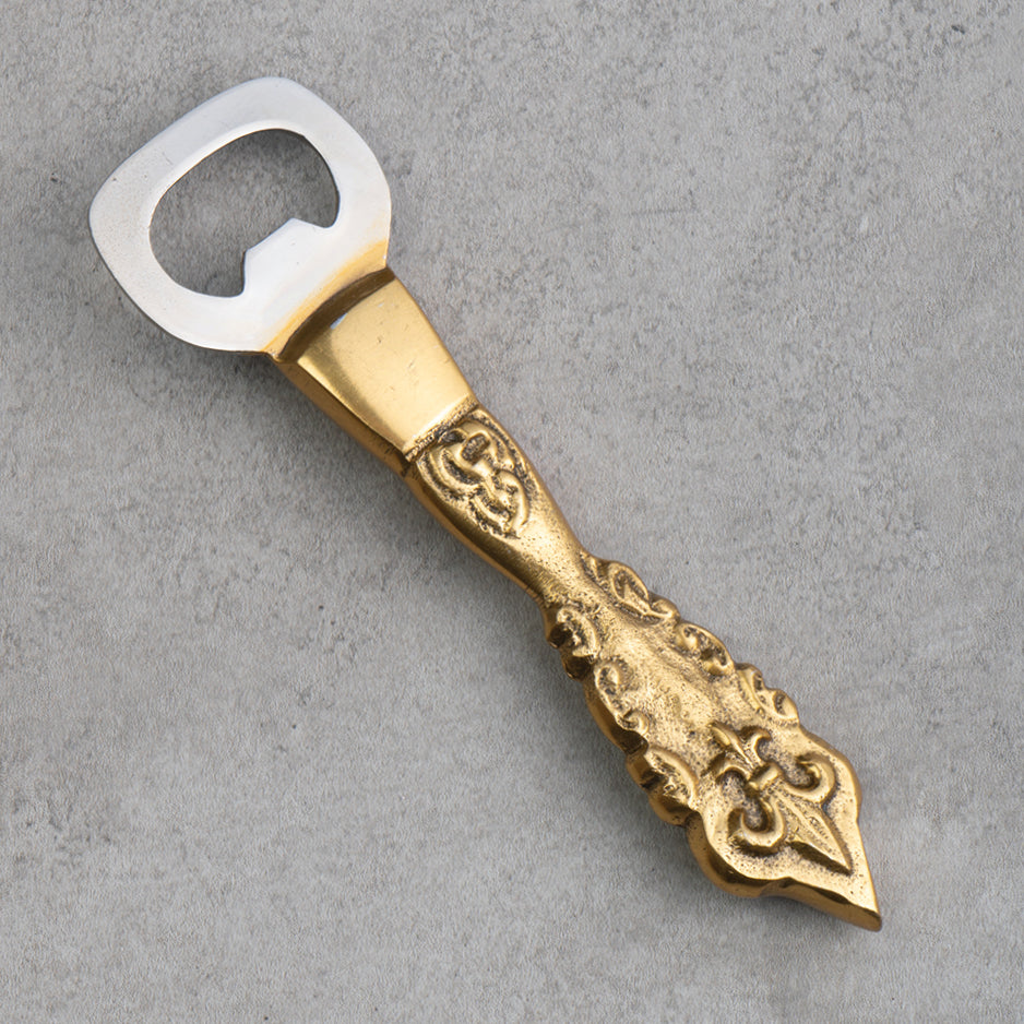 #IH_13820, 5.5" GILDED FDL FLEUR DE LIS BOTTLE OPENER METAL WESTERN HOME DECOR --FREE SHIPPING