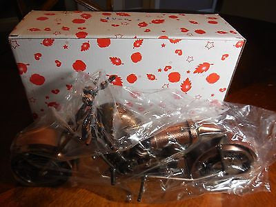 12" HARLEY STYLE MOTORCYCLE METAL COPPER ART HAND CRAFT WESTERN HOME BAR DECOR