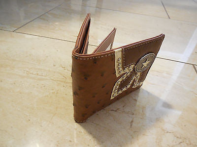 5" GENUINE LEATHER BI FOLD MEN'S WALLET STUDDED LONE STAR WALLET WESTERN FASHION ART