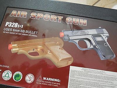 P328 BB GUN TOY PISTOL TWIN SET AIRSOFT SPRING BLACK/GOLD BRAND NEW