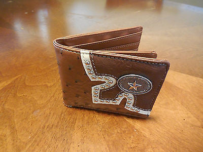 5" GENUINE LEATHER BI FOLD MEN'S WALLET STUDDED LONE STAR WALLET WESTERN FASHION ART
