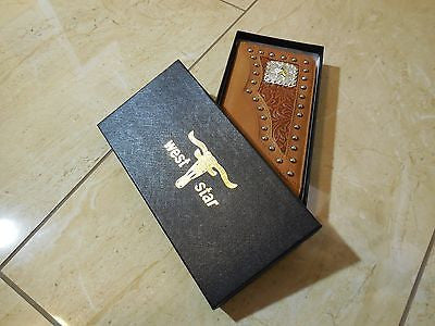 WESTERN STAR CHECKBOOK BI FOLD MEN'S & WOMEN'S GENUINE LEATHER TAN WALLET