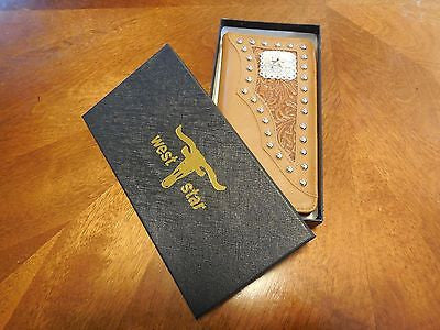 WESTERN STAR CHECKBOOK BI FOLD MEN'S & WOMEN'S GENUINE LEATHER TAN WALLET