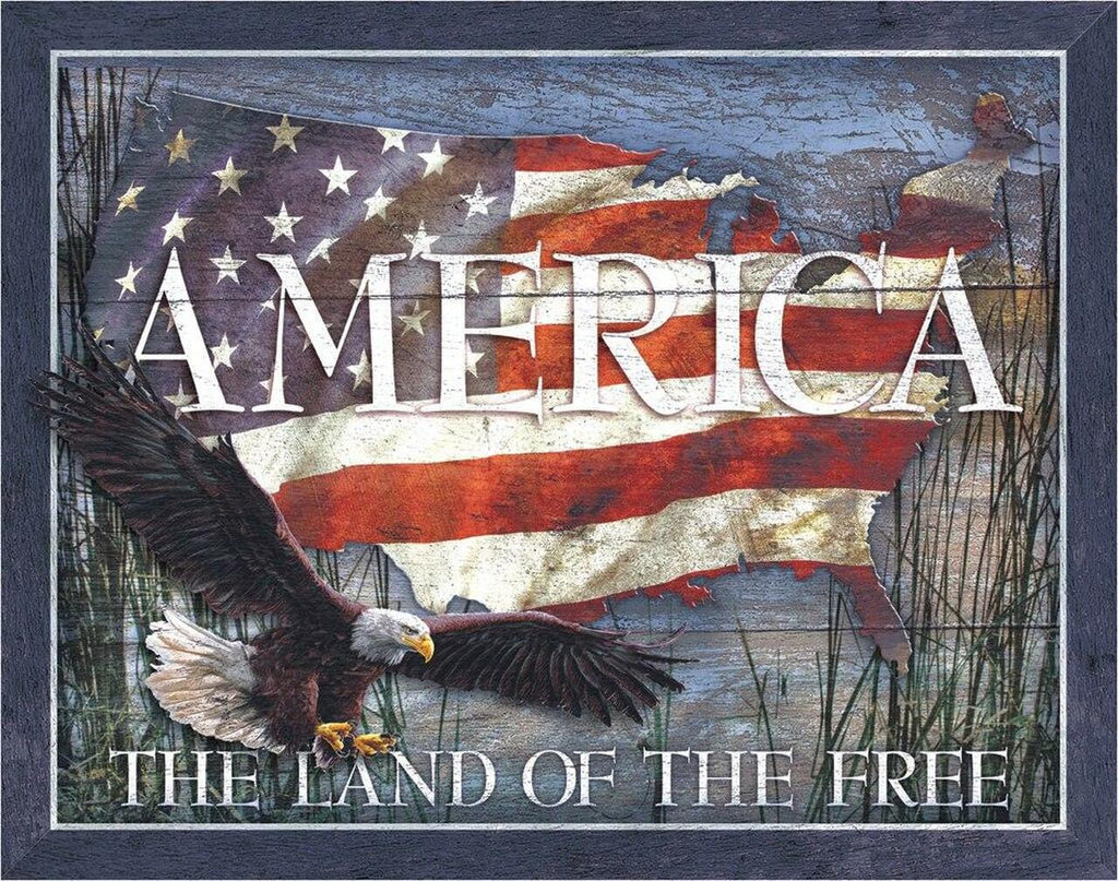 AMERICA LAND OF FREE TIN SIGN METAL ART WESTERN HOME DECOR - FREE SHIPPING