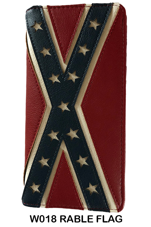 REBEL FLAG WALLET CHECK BOOK LEATHER WALLET WESTERN FASHION NEW