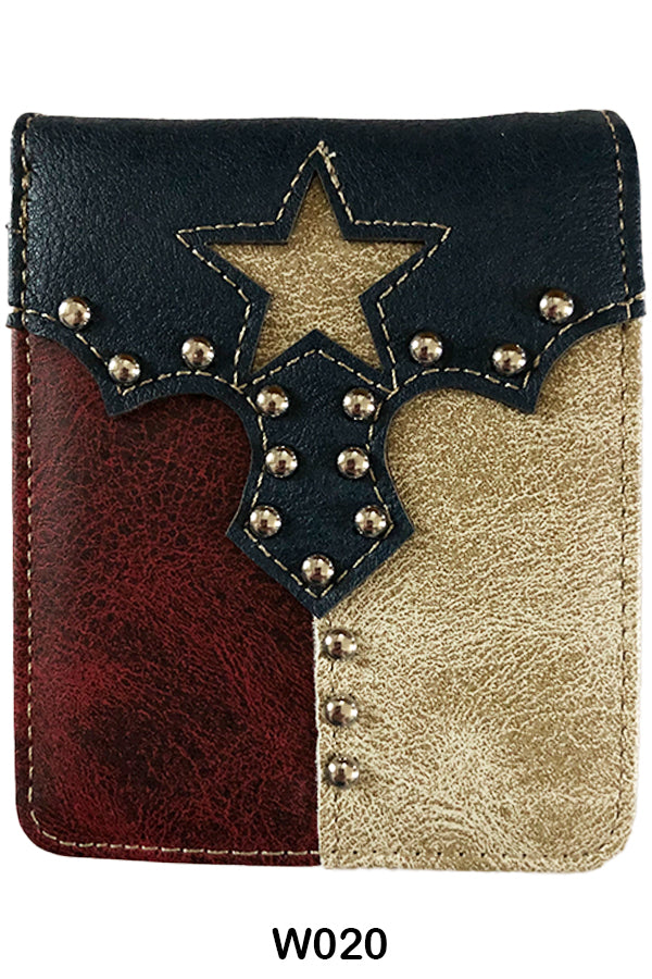TEXAS FLAG WALLET BI FOLD LEATHER WALLET WESTERN FASHION NEW