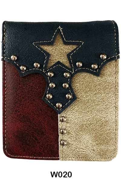 TEXAS FLAG WALLET BI FOLD LEATHER WALLET WESTERN FASHION NEW