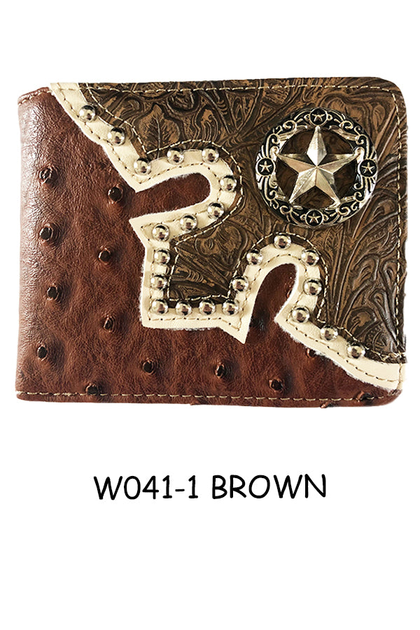 LONESTAR BROWN BI FOLD WALLET WESTERN FASHION ART NEW