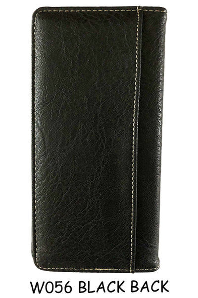 CROSS BLACK & TURQUOISE CROSS CHECK BOOK WALLET WESTERN CHECKBOOK BI FOLD MENS GENUINE LEATHER NEW