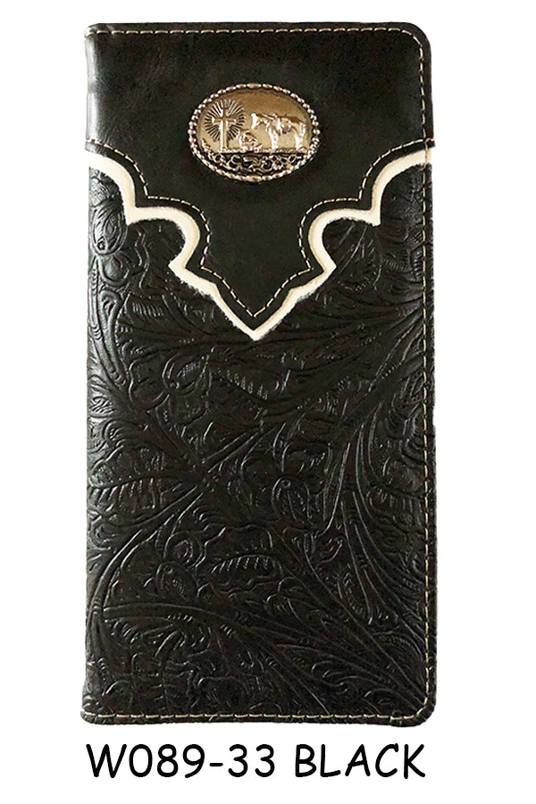 PRAYING COWBOY BLACK CHECK BOOK WALLET WESTERN CHECKBOOK BI FOLD MENS GENUINE LEATHER NEW