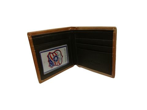 WESTERN GENUINE BI FOLD LEATHER MEN'S SHORT WALLET SILVER/TAN NEW